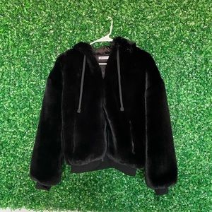 BLACK BLANC NOIR FAUX FUR JACKET